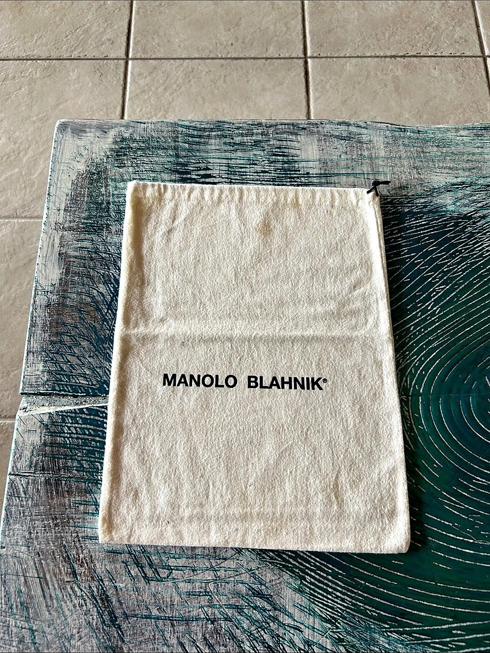 Manolo Blahnik Shoe Dust Bag Pouch White & Blue